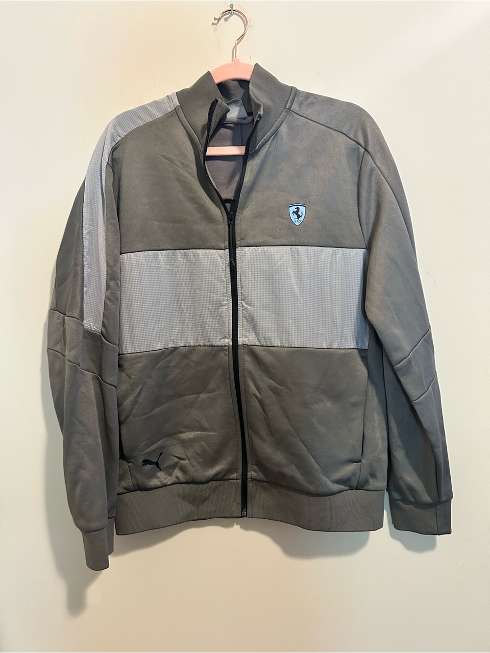 PUMA Ferrari‎ Men's Gray T7 Track Jacket with Light Gray Panel